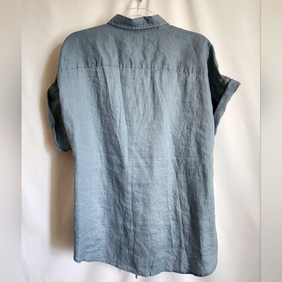 Lauren Ralph Lauren Chambray / Linen tie waist blouse - Picture 2 of 3